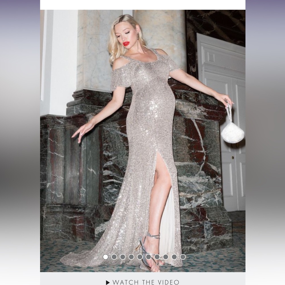 Seraphine Gold Shimmer Maternity Evening Dress